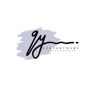 QY initial monogram handwritten signature logo clipart