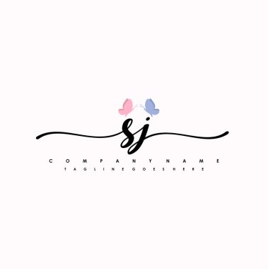 SJ harfi zarif ve sofistike el yazısı logo vektörü