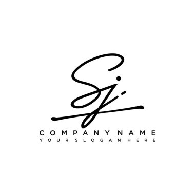 SJ initial monogram handwritten signature logo clipart