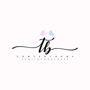 TB harfi zarif ve sofistike el yazısı logo vektörü