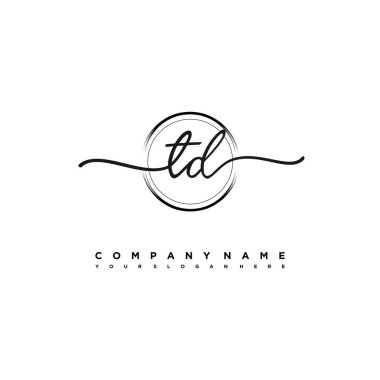 TD Beauty vektör logosu, el yazısı logosu ilk imza, düğün, moda