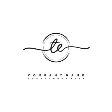 TE Beauty vektör başlangıç logosu, ilk imzadan oluşan el yazısı logosu, düğün, moda