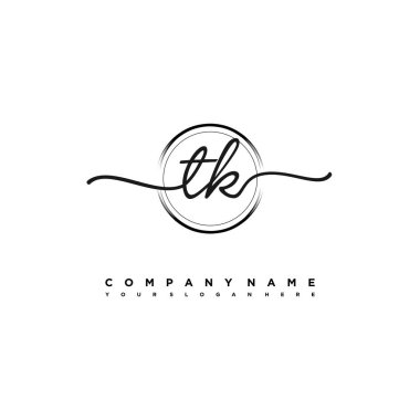 TK Beauty vector initial logo, handwriting logo of initial signature, wedding, fashion clipart