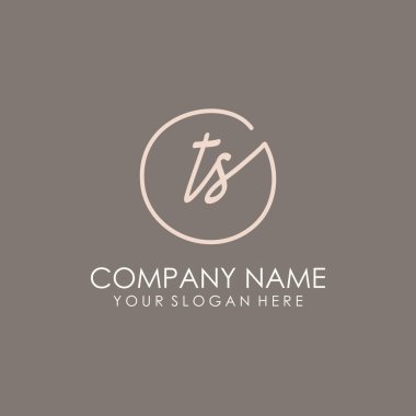 TS ilk harf el yazısı ve imza logosu. Şablon ögesine sahip bir konsept el yazısı logosu