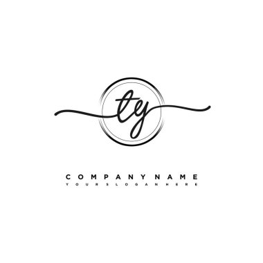 TY Beauty vector initial logo, handwriting logo of initial signature, wedding, fashion clipart