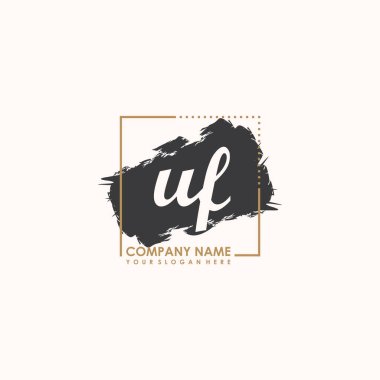 letter UF elegan handwriting vector illustration clipart