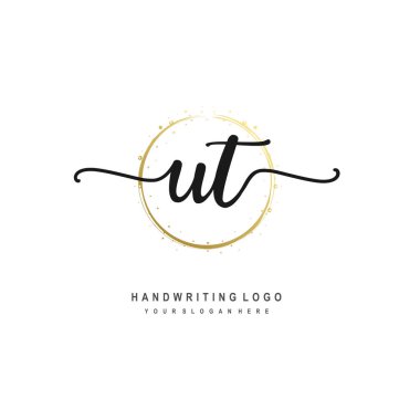 UT Initial letter handwriting and signature logo. Beauty vector initial logo clipart