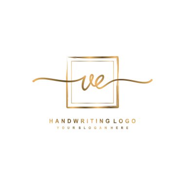 VE Beauty vector initial logo, handwriting logo of initial signature, wedding, fashion clipart