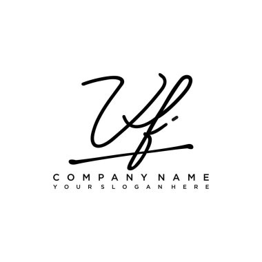 VF initial monogram handwritten signature logo clipart