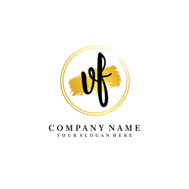 VF Beauty vector initial logo, handwriting logo of initial signature, wedding, fashion clipart