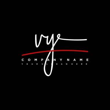 VY baş harf el yazısı ve imza logosu. Şablon ögesine sahip bir konsept el yazısı logosu