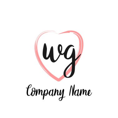 WG ilk harf el yazısı ve imza logosu. Güzellik vektörü ilk logosu