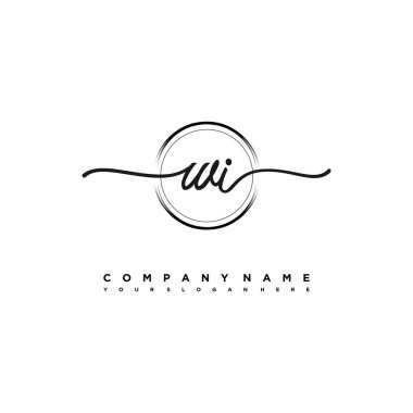 WI Güzellik vektörü logosu, ilk imzalı el yazısı logosu, düğün, moda