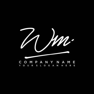 WM initial monogram handwritten signature logo clipart