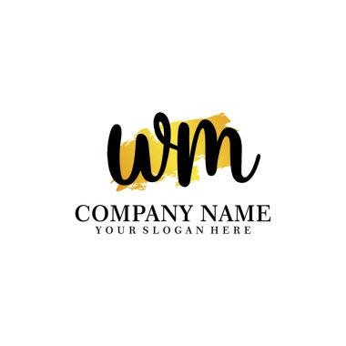 WM Beauty vector initial logo, handwriting logo of initial signature, wedding, fashion clipart