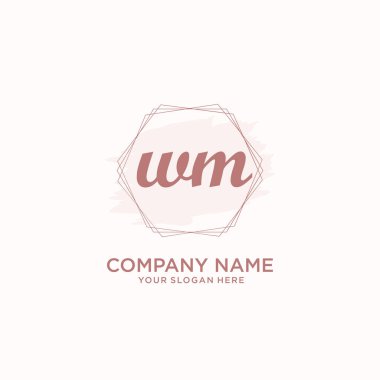 letter WM elegan handwriting vector illustration clipart