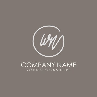 WN Initial letter handwriting and signature logo. A concept handwriting initial logo with template element clipart