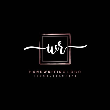 WR initial monogram handwritten signature logo clipart