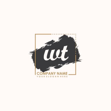 letter WT elegan handwriting vector illustration clipart