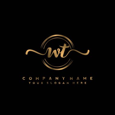 WT Initial handwriting logo vector clipart