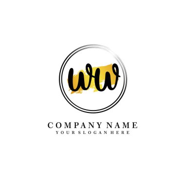 WW Güzellik Vektörü ilk logosu, ilk imzalı el yazısı logosu, düğün, moda