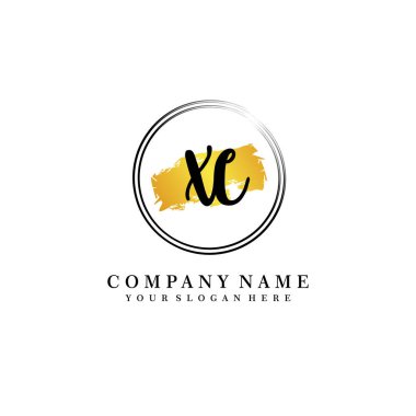 XC Beauty vektör logosu, ilk imzadan oluşan el yazısı logosu, düğün, moda