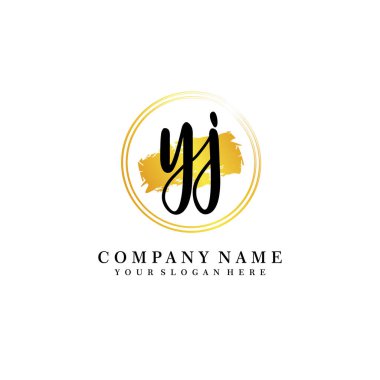 YJ Beauty vector initial logo, handwriting logo of initial signature, wedding, fashion clipart