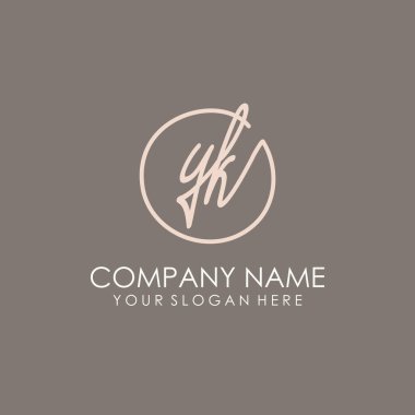 YK Initial letter handwriting and signature logo. A concept handwriting initial logo with template element clipart