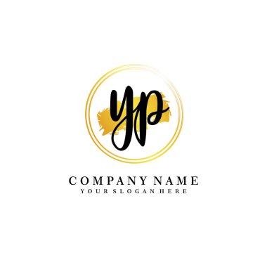 YP Beauty vector initial logo, handwriting logo of initial signature, wedding, fashion clipart