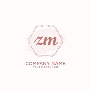 letter ZM elegan handwriting vector illustration clipart