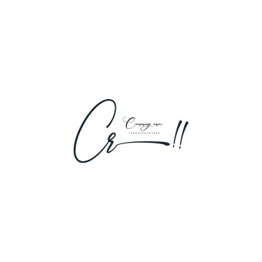 CR harfi kaligrafik asgari monogram biçim vektör logosu