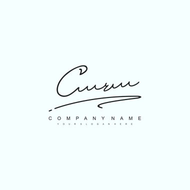 CR letter calligraphic Minimal monogram emblem style vector logo clipart