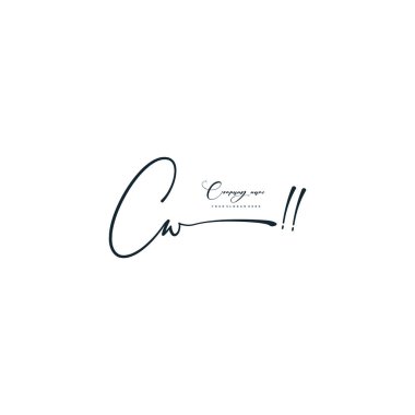 CW harfi kaligrafik asgari monogram biçim vektör logosu