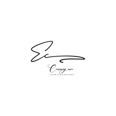 EC initial letter handwriting and signature logo clipart