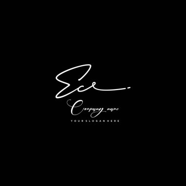 EC initial handwriting logo template vector. signature logo concept clipart