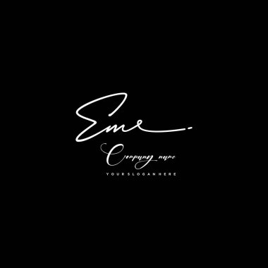 EM ilk el yazısı logo şablonu vektörü. imza logosu kavramı