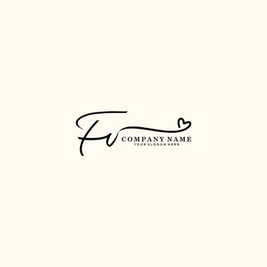 FV initial handwriting logo template vector. signature logo concept clipart