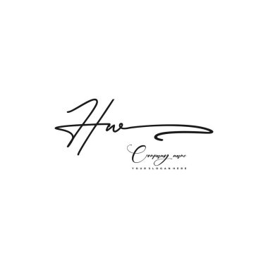 HW initial letter handwriting and signature logo clipart