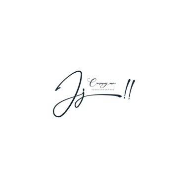 JJ letter calligraphic Minimal monogram emblem style vector logo clipart