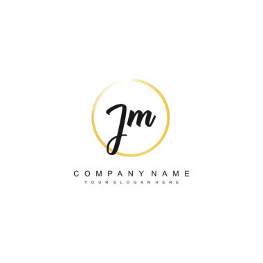 JM letter calligraphic Minimal monogram emblem style vector logo clipart