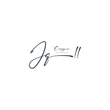 JQ harfi kaligrafik asgari monogram biçim vektör logosu