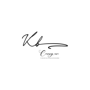 KB initial letter handwriting and signature logo clipart