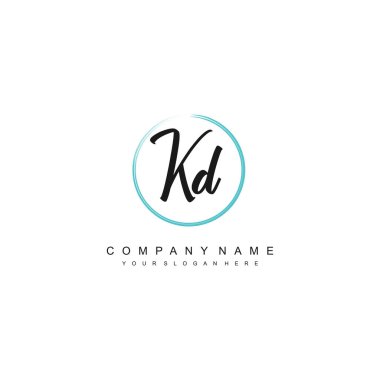 KD letter calligraphic Minimal monogram emblem style vector logo clipart