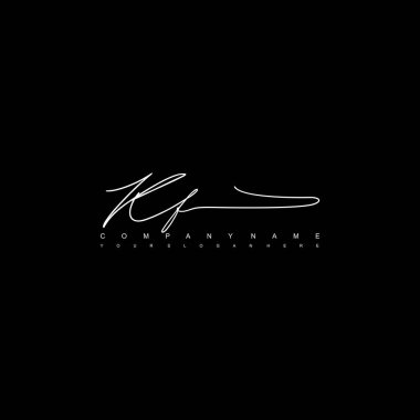 KF letter calligraphic Minimal monogram emblem style vector logo clipart