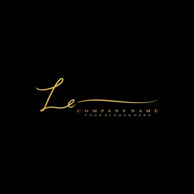 LE initial letter handwriting and signature logo clipart