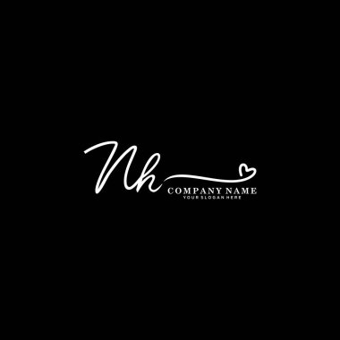 NH initial handwriting logo template vector. signature logo concept clipart