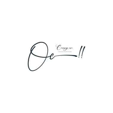 OC harfi kaligrafik asgari monogram biçim vektör logosu
