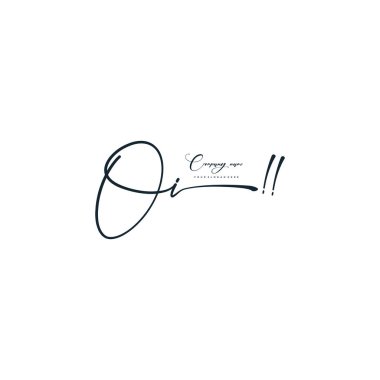 OI letter calligraphic Minimal monogram emblem style vector logo clipart