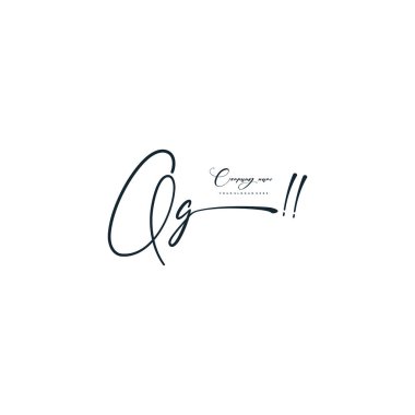 QG harfi kaligrafik asgari monogram biçim vektör logosu