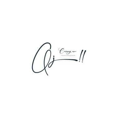 QJ harfi kaligrafik asgari monogram biçim vektör logosu